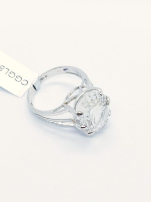 Ring with mountain crystal 11.58 ct, 925 silver, Gemporia certificate