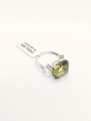 Ring with olive quartz 15.17 ct, 925 silver, RocksTV certificate