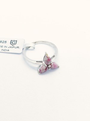 Ring with 3 1.260 ct bixbites, 925 silver, Gemporia certificate