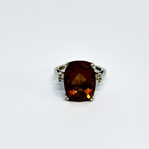 Srebrny pierścionek z dużym Andaluzytem i Diamentami 0.04 Ct