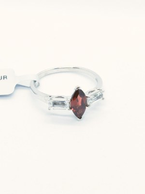 Ring with garnet 1.26, white topazes 0.92ct, 925 silver, RocksTV certificate