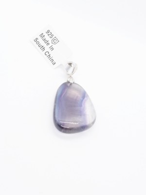 Pendant with rainbow fluorite 45 ct, 925 silver, Gemporia certificate