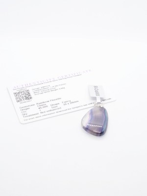 Pendant with rainbow fluorite 45 ct, 925 silver, Gemporia certificate