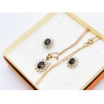 Złoty komplet 9K/375 z Naturalnymi Szafirami i Diamentami 0.50 Ct