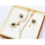 Złoty komplet 9K/375 z Naturalnymi Szafirami i Diamentami 0.50 Ct