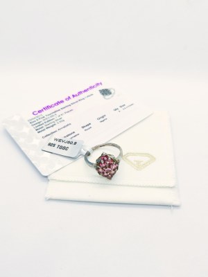 Ring with 9 pink tourmalines 1.43 ct, 925 silver, certified by RocksTV