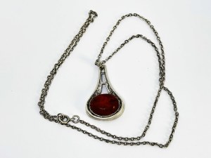 Silver Necklace with Amber