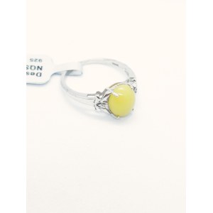 Pierścionek z 1 zielonym opalem 2.16 ct, 2 białymi topazami 0.02 ct, srebro 925, certyfikat RocksTV