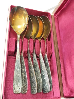 Set of 6 silver-plated USSR spoons in original box