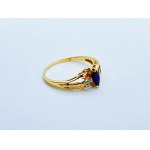 Pierścionek złoty 14K/585 z naturalnym Szafirem i Diamentem 0.01 Ct