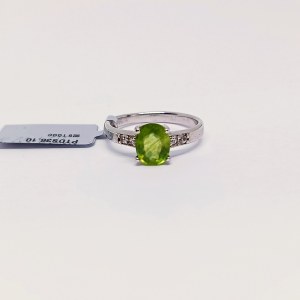 Demantoid and White Topaz Ring, 925 Silver