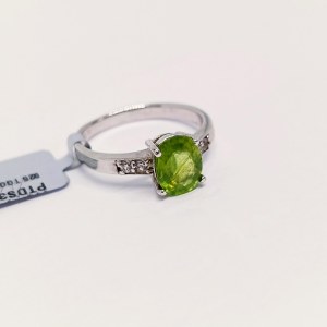 Demantoid and White Topaz Ring, 925 Silver