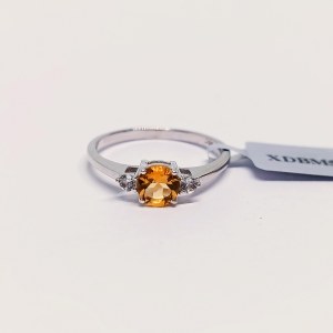 Ring with Citrine and White Topazes, 925 Silver