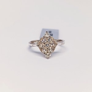 Silver ring with natural White Topazes