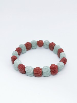 Gemporia carved Burmese jade bracelet