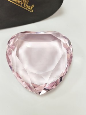 Rosenthal glass heart in box, pink. Signed
