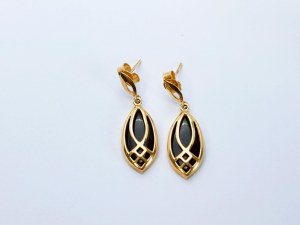 Gold 9K/375 Earrings with Onyxes