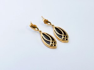 Gold 9K/375 Earrings with Onyxes