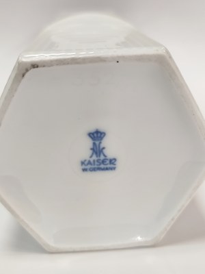 Hexagonal vase in white porcelain, Kaiser, West Germany