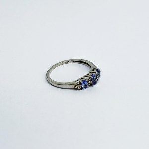 Silver ring with Tanzanites and 0.04 Ct Diamonds, Gemporia