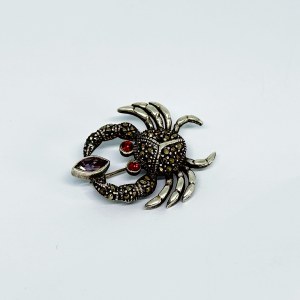 Silver brooch in the form of a Crab with Amethyst and Marcasites