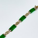 Srebrna bransoletka z barwionym Jadeitem w stylu azjatyckim