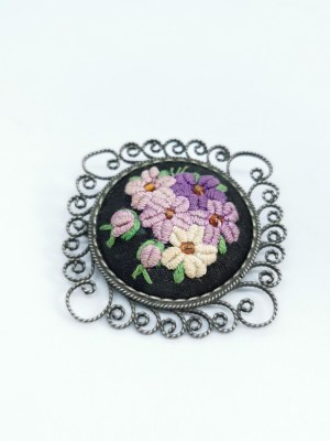 Vintage embroidered brooch