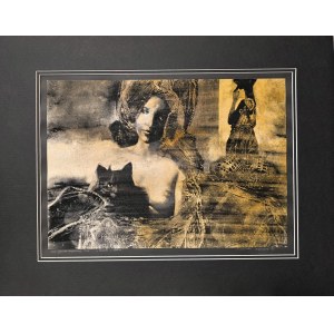 MAŁGORZATA SADOWSKA -MAJEWSKA Femme avec un chat.