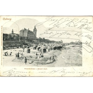 Kolobrzeg - View of the beach and castle, 1901.