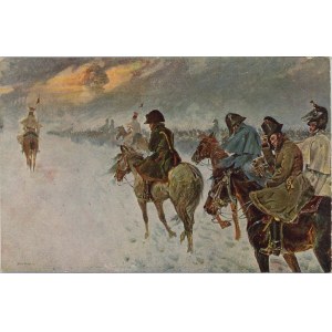A vision of Napoleon in retreat from near Moscow, circa 1920.