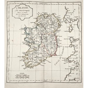 Map of Ireland - L`Irlande - Robert de Vaugondy, 1806.