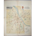 Plan of the network of city streetcars and buses of the city of Warsaw, ca. 1920.