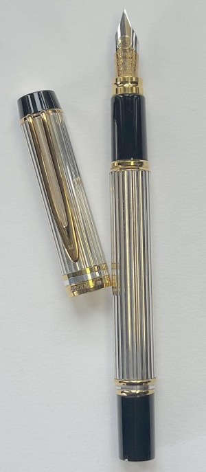 Pen - Waterman Man 100 solid silver with 18 ct...