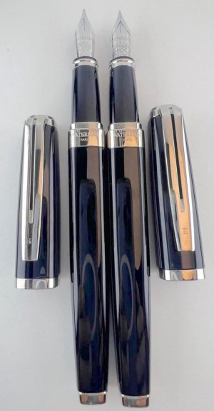 Pen - Two Waterman Exception fountain pens in black...
