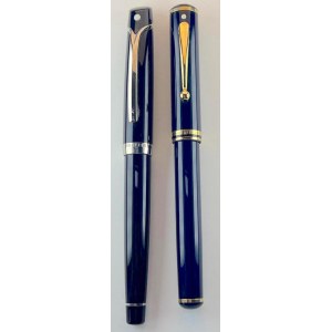 Pen - This lot comprises a Gran Connaiseur (13,6 cm) in blue resin with18 ct gold...