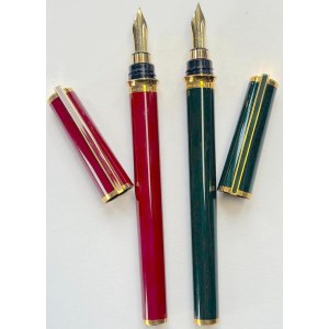 Pen - Lot of 2 Montparnasse fountain pens in green and in red lacquer in unused condition...