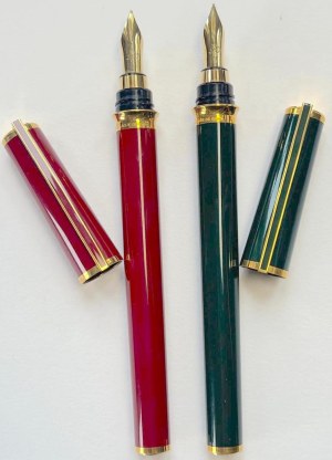 Pen - Lot of 2 Montparnasse fountain pens in green and in red lacquer in unused condition...