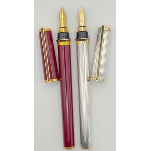 Pen - Lot of 2 Montparnasse fountain pens in red lacquer and with palladium plated casing...
