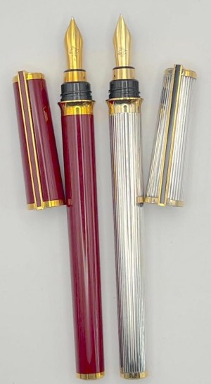 Pen - Lot of 2 Montparnasse fountain pens in red lacquer and with palladium plated casing...