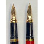 Pen - Lot of two Dupont Classic fountain pens: brown lacquer with gold...