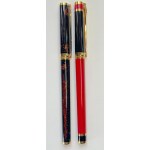 Pen - Lot of two Dupont Classic fountain pens: brown lacquer with gold...