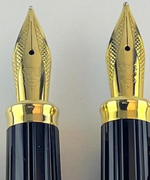 Pen - Lot of 2 Cross Signature fountain pens: burgundy lacquer and gold filled...