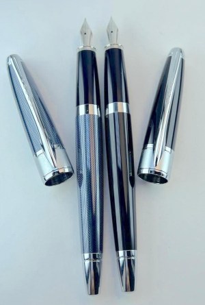 Pen - Lot of 3 unused cross Apogee pens: frosty steel fountain pen...