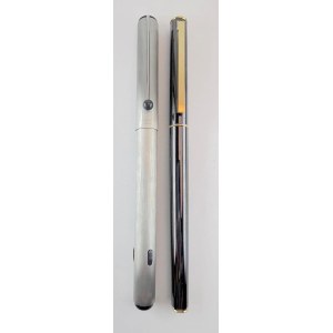 Pen - Lot of 2 1970s Montblanc fountain pens: Turbo in satin steel and slimline...