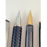 Pen - Lot of 2 1970s Montblanc fountain pens: Turbo in satin steel and slimline...