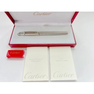 Pen - Cartier Diablo fountain pen in brushed steel with box...