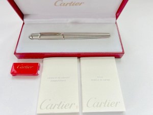 Pen - Cartier Diablo fountain pen in brushed steel with box...