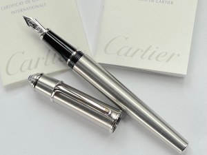 Pen - Cartier Diablo fountain pen in brushed steel with box...