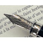 Pen - Cartier Roadster in black lacquer with palladium finished cap and blue cabochon...