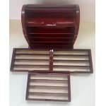 Pen - Mini Visconti pen cabinet with three drawers in lacquered cherry colored wood...